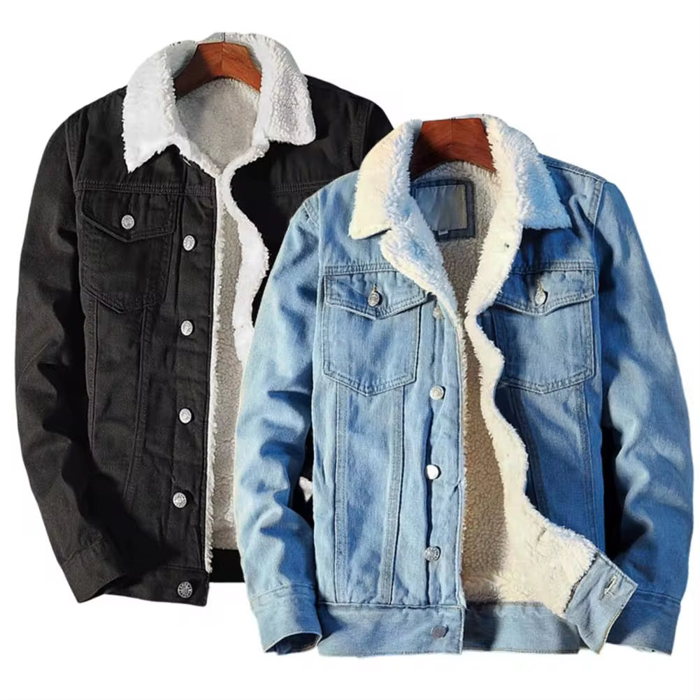 Men's Thicken Fleece-Lined Denim Jacket 