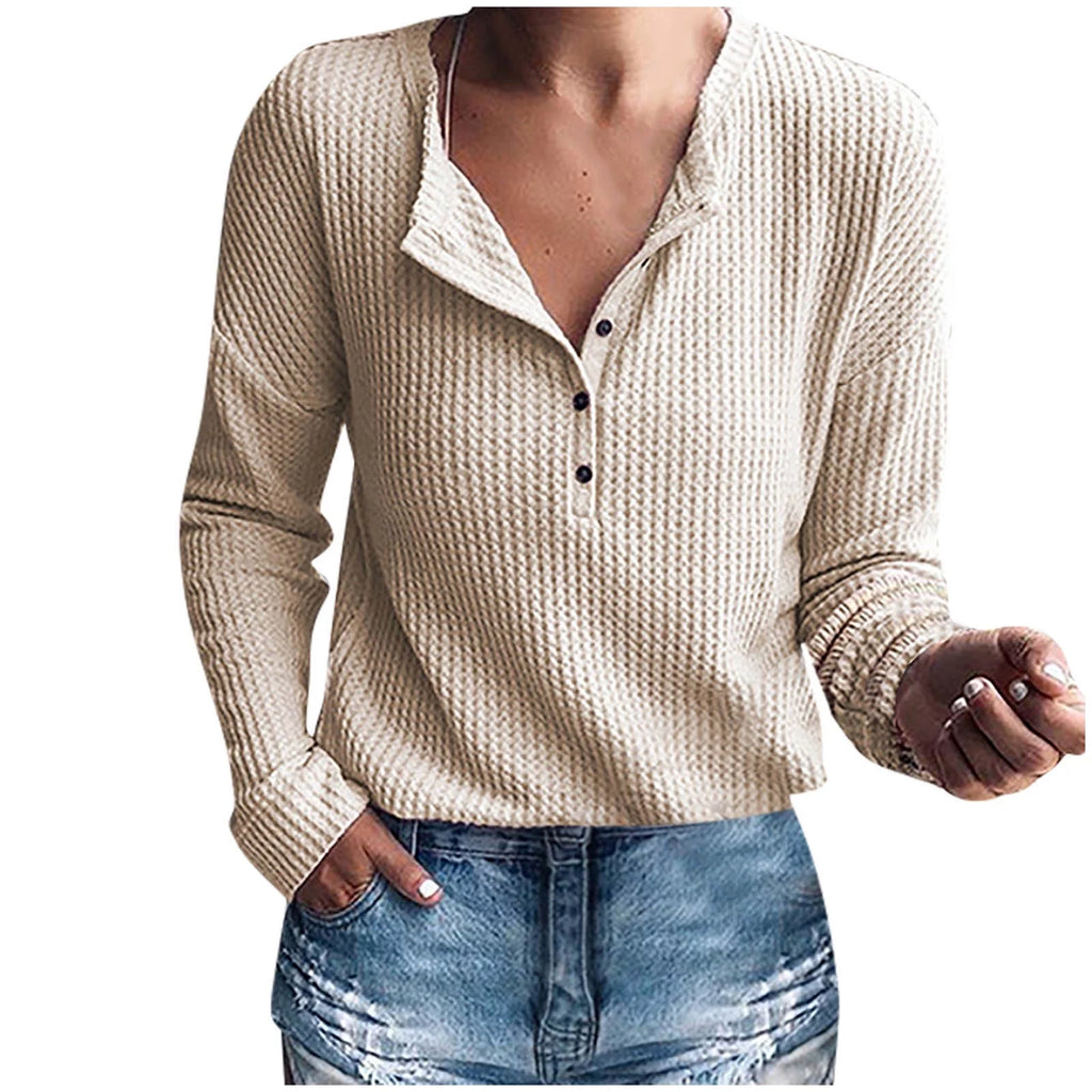  Chic Waffle Knit Long Sleeve 