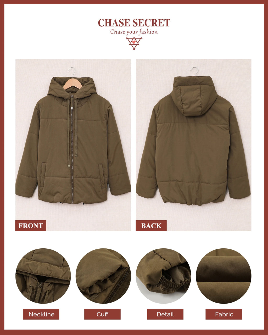 Full Zipper Puffer Jacket 