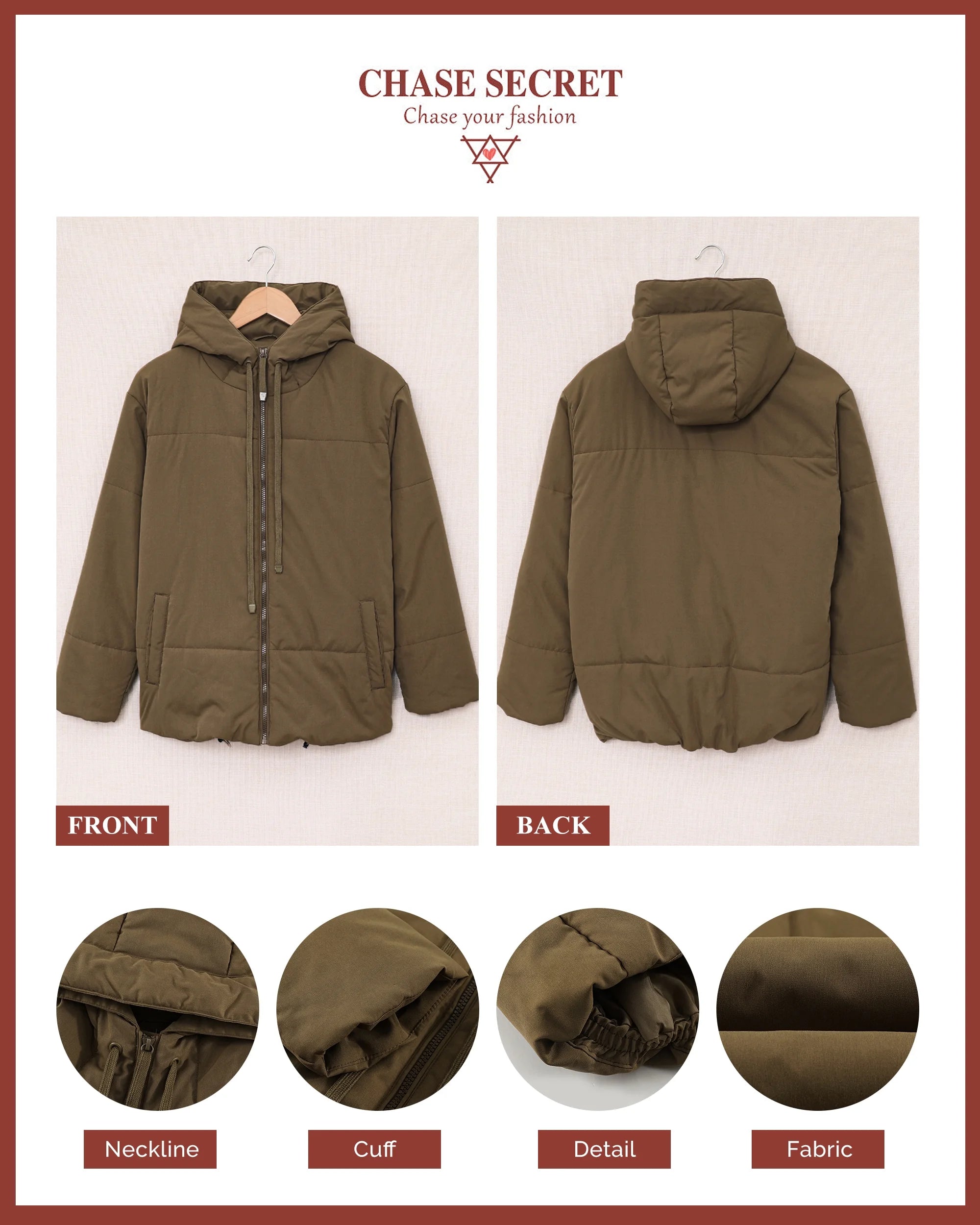 Full Zipper Puffer Jacket 