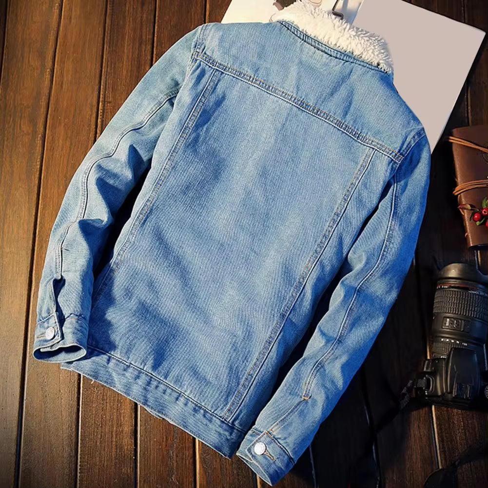 Men's Thicken Fleece-Lined Denim Jacket 