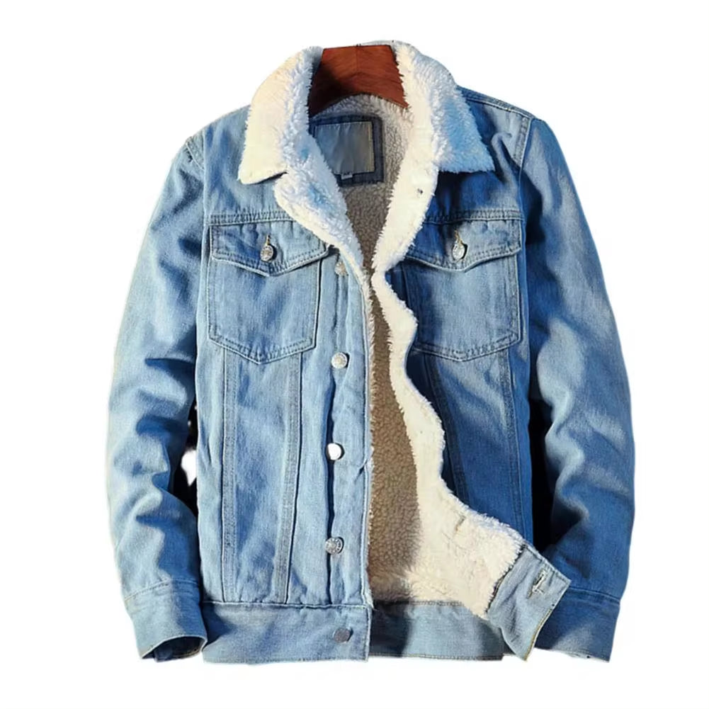 Men's Thicken Fleece-Lined Denim Jacket 