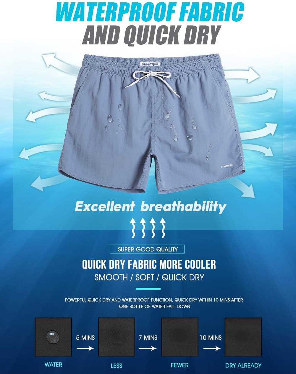 Beau Men SwIm Shorts w Mesh Lining