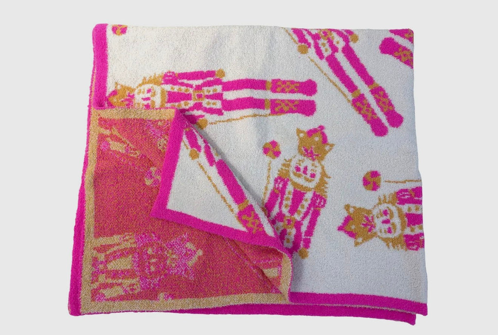 Pink Noel Nutcracker Luxe Throw