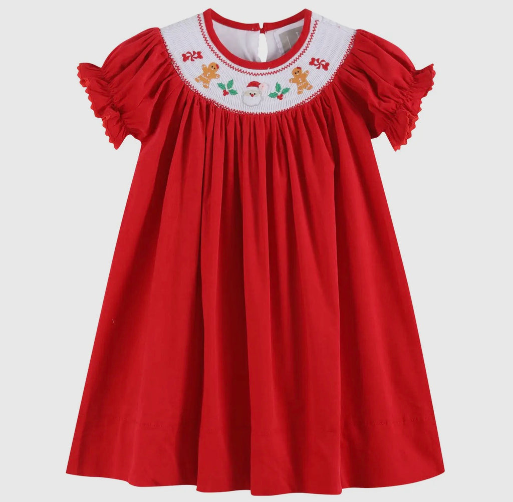 Smocked Red Velvet Bishop Dress