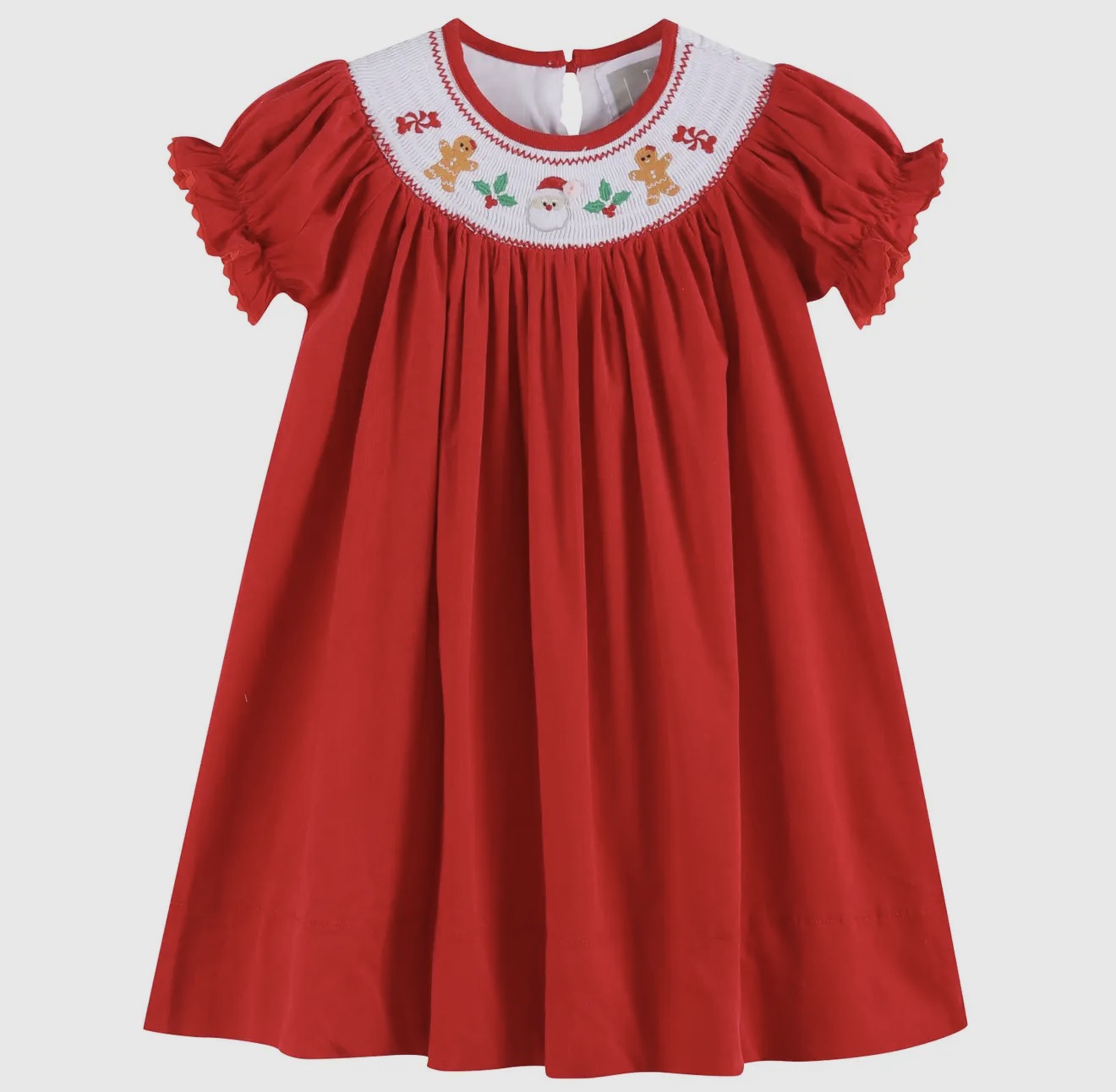 Smocked Red Velvet Bishop Dress