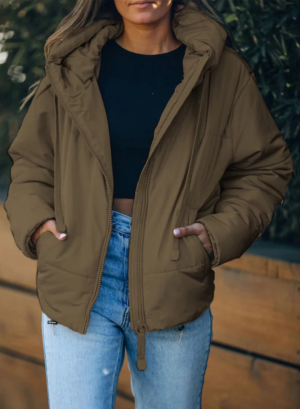 Full Zipper Puffer Jacket 